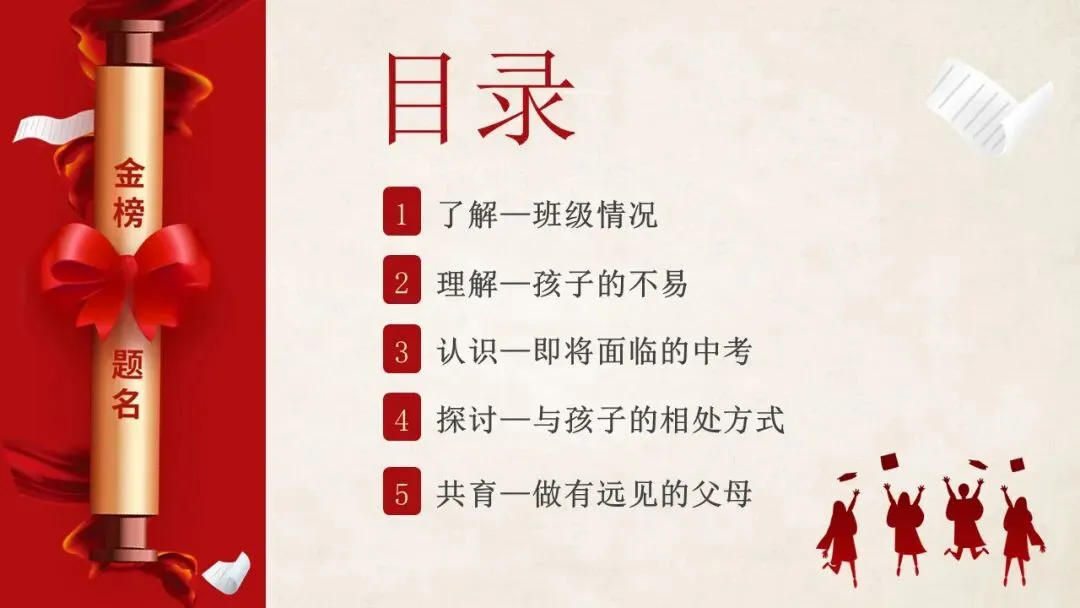 初三下学期中考冲刺家长会ppt:家校携手 ,决胜中考!(含发言稿)-第2张图片-四季读书网