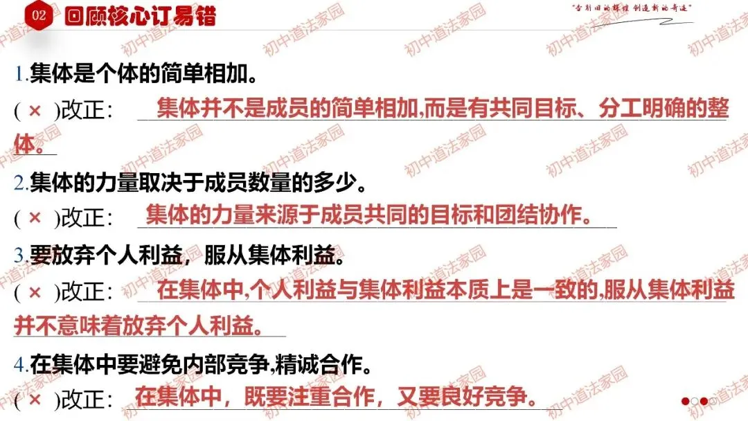 中考政治丨道德与法治一轮复习 专题7 在集体中成长-第18张图片-四季读书网