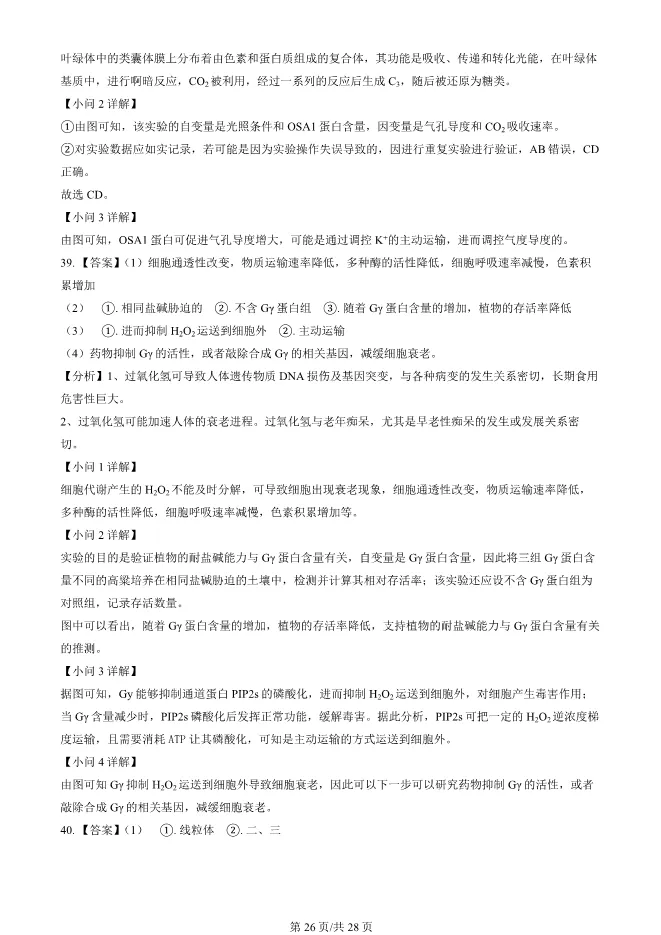 2024北京朝阳高一上册期末生物试卷(有答案)【可下载】-第26张图片-四季读书网