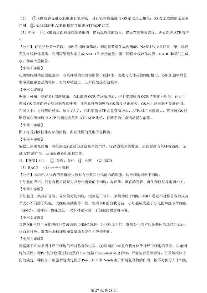 2024北京朝阳高一上册期末生物试卷(有答案)【可下载】-第27张图片-四季读书网