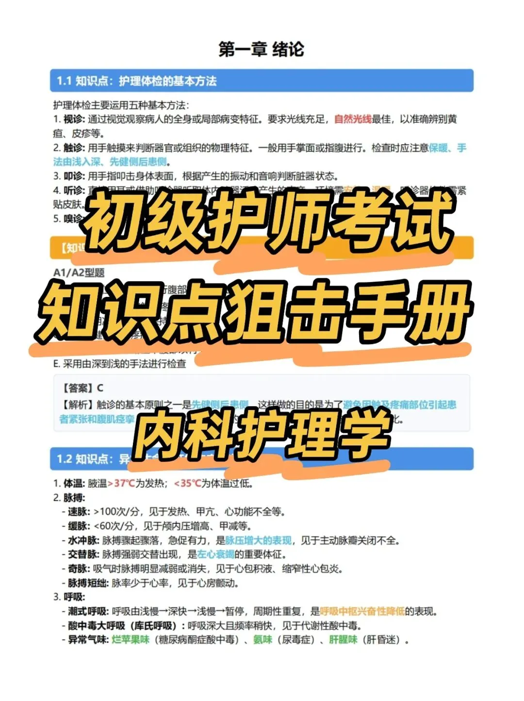 初级护师考试知识点手册,历年真题含答案解析【2010-2025】,五色笔记,考点知识点思维导图备考资料包考前十页纸,新大纲刷题软件题库-第13张图片-四季读书网