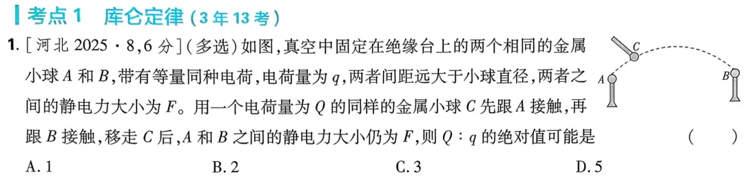 近三年高考物理真题分类练:静电场(一) 2023年-2025年真题-第3张图片-四季读书网