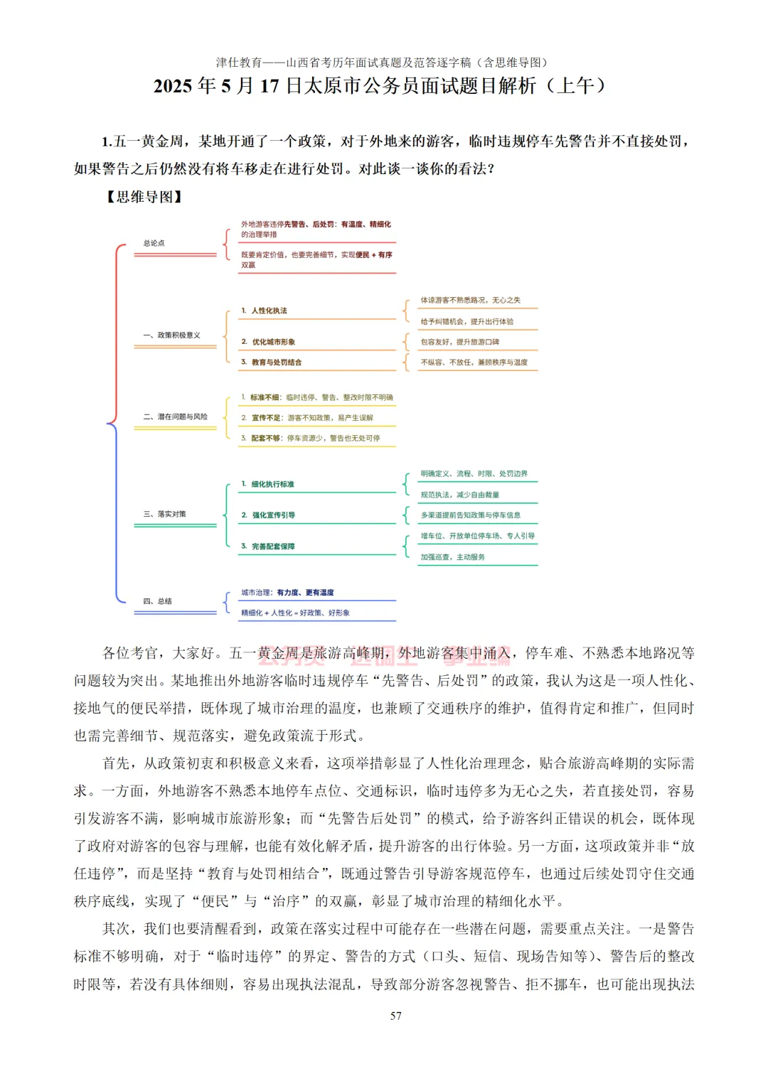 【免费领】山西省考/普通选调面试真题范答逐字稿+思维导图 第14张