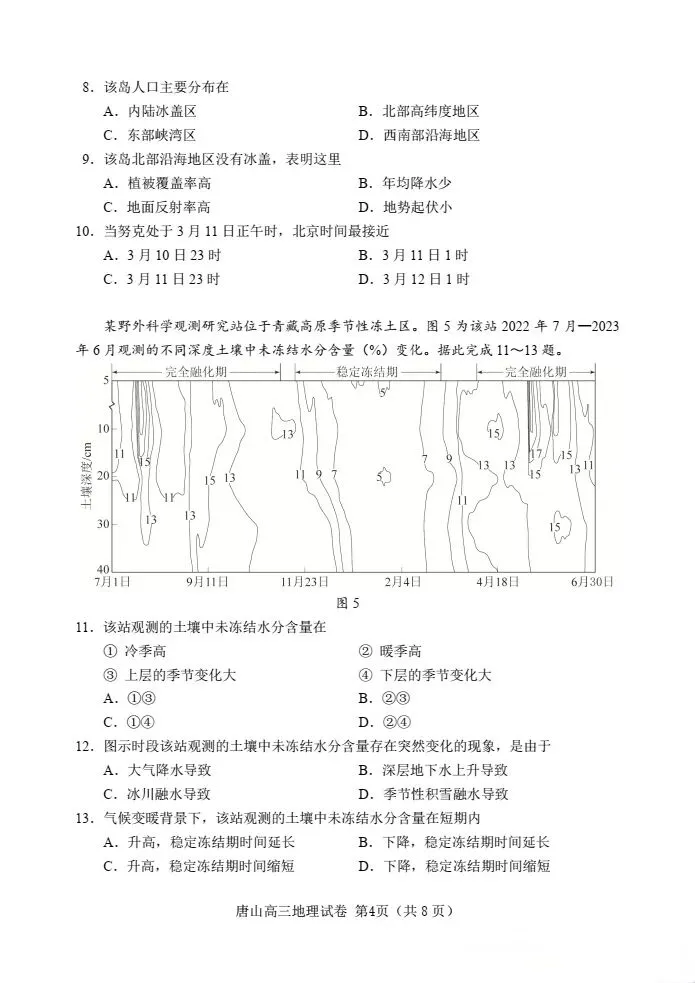 河北省唐山市2026届高三年级第一次模拟考试-第4张图片-四季读书网
