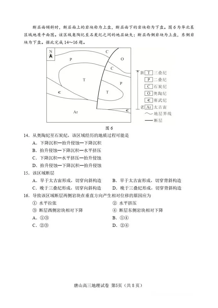 河北省唐山市2026届高三年级第一次模拟考试-第5张图片-四季读书网