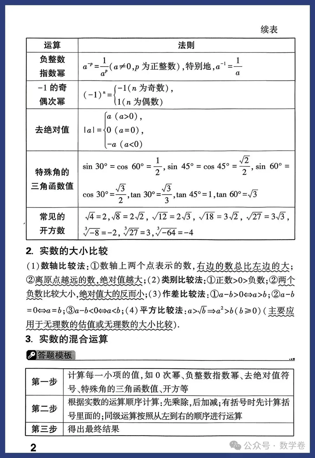 2026年中考数学考点及答题模板 第2张