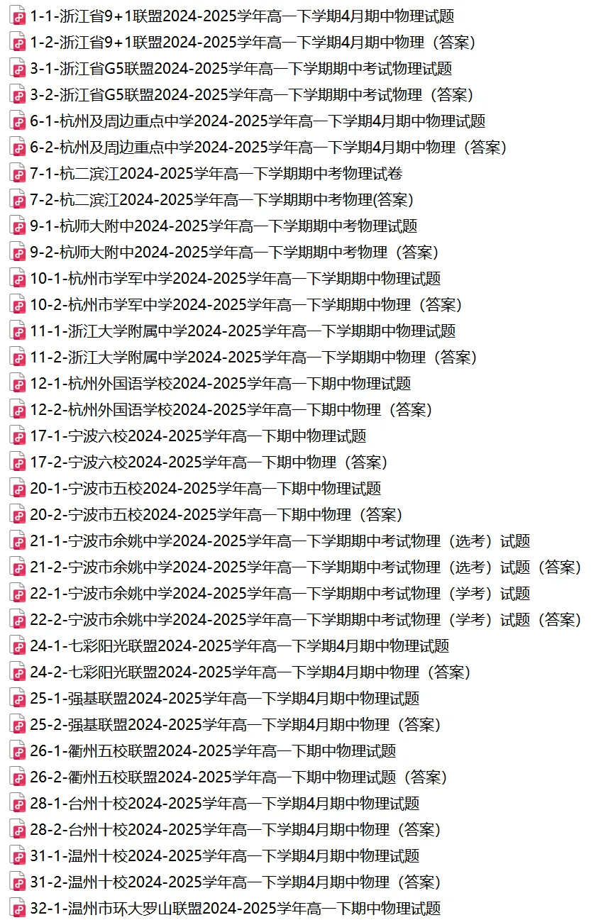 【浙江11市 高一下期中】 【物理真题】(53份+备考必做)! 第17张 【浙江11市 高一下期中】 【物理真题】(53份+备考必做)! 第17张