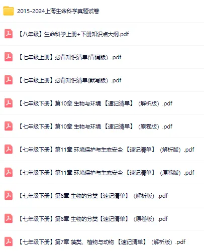 上海初二生命科学会考-考点知识清单+真题卷 第2张