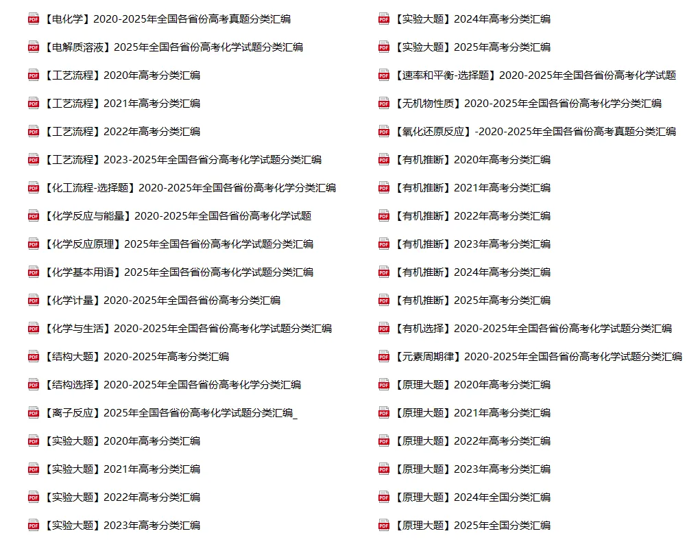 近6年高考化学真题分类汇编(2020-2025) 第3张 近6年高考化学真题分类汇编(2020-2025) 第3张