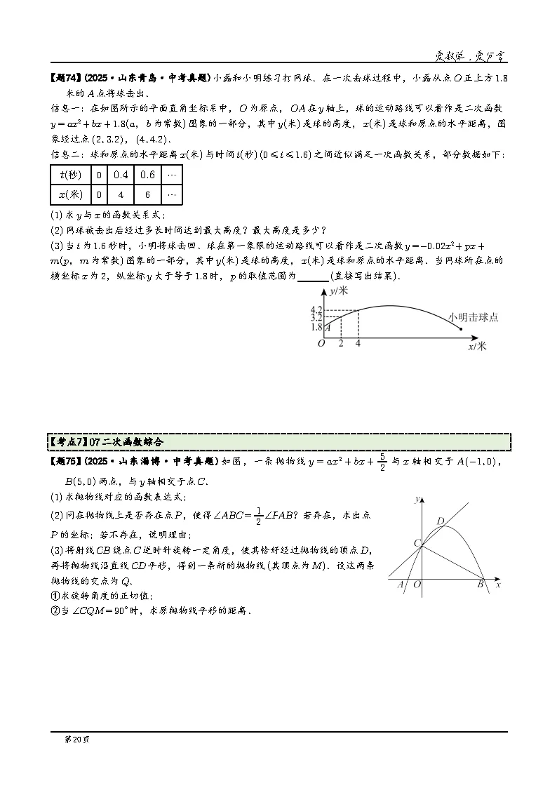 2026年山东中考数学三年真题分类汇编(山东版)+答案详解下载-第22张图片-四季读书网
