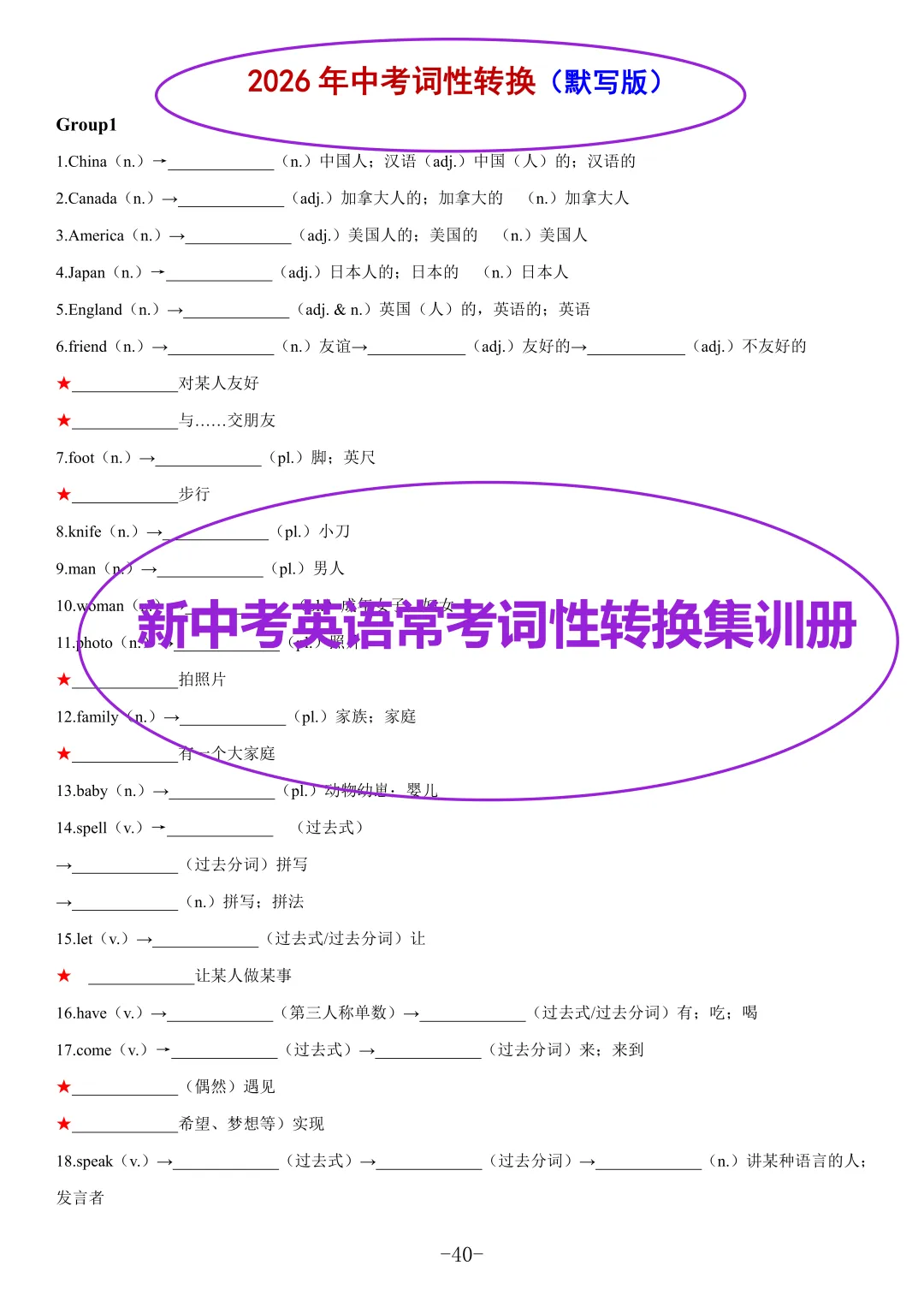 《新中考英语常考词性转换集训册》语法填空、完形填空及书面表达中提分的关键抓手 第6张