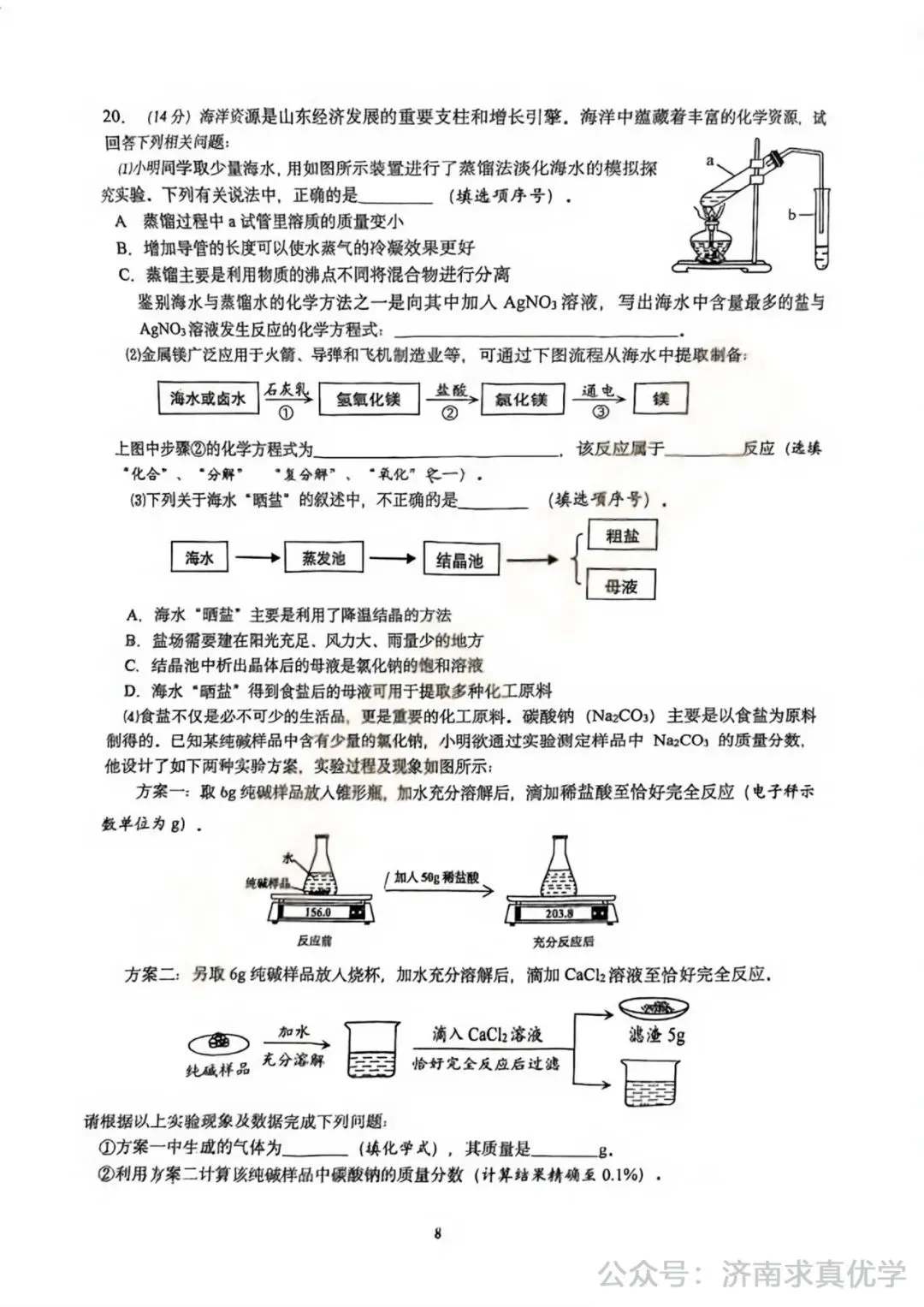 【模拟】2025年历下区中考第一次模拟考试化学试卷-第8张图片-四季读书网