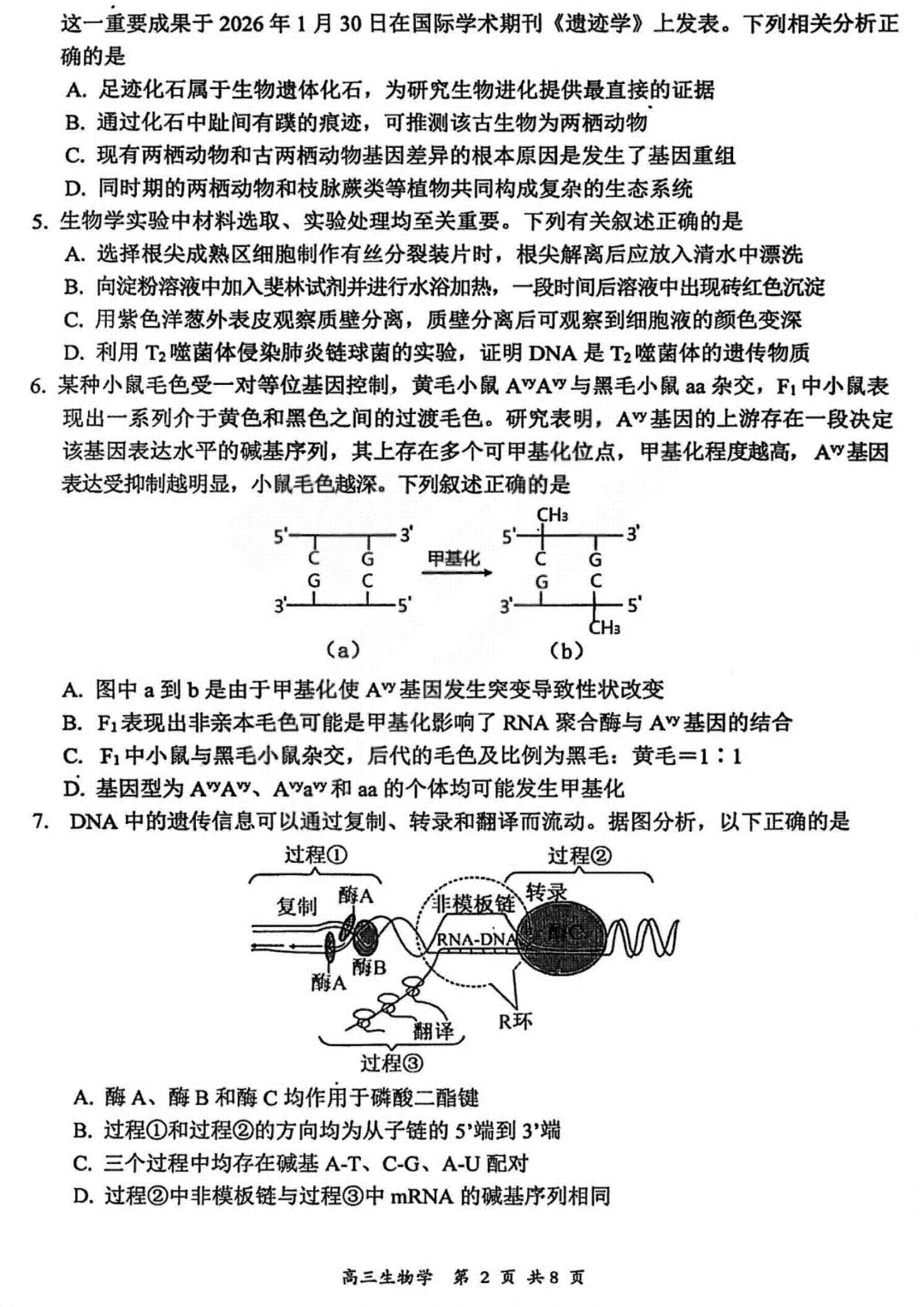 2026届高三年级第一次模拟考试质量监测试卷 生物(山西一模试卷+答案) 第2张