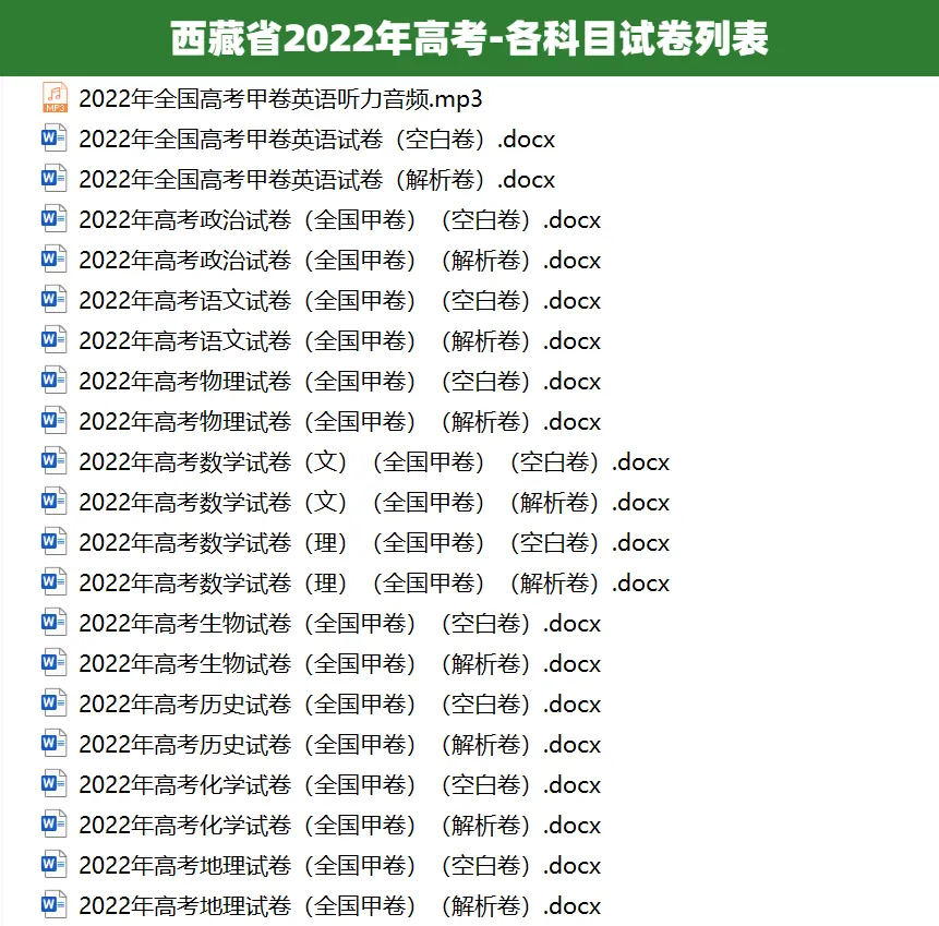 2008-2025西藏省历年高考真题答案解析电子版试卷英语文数学生物理化学 第5张