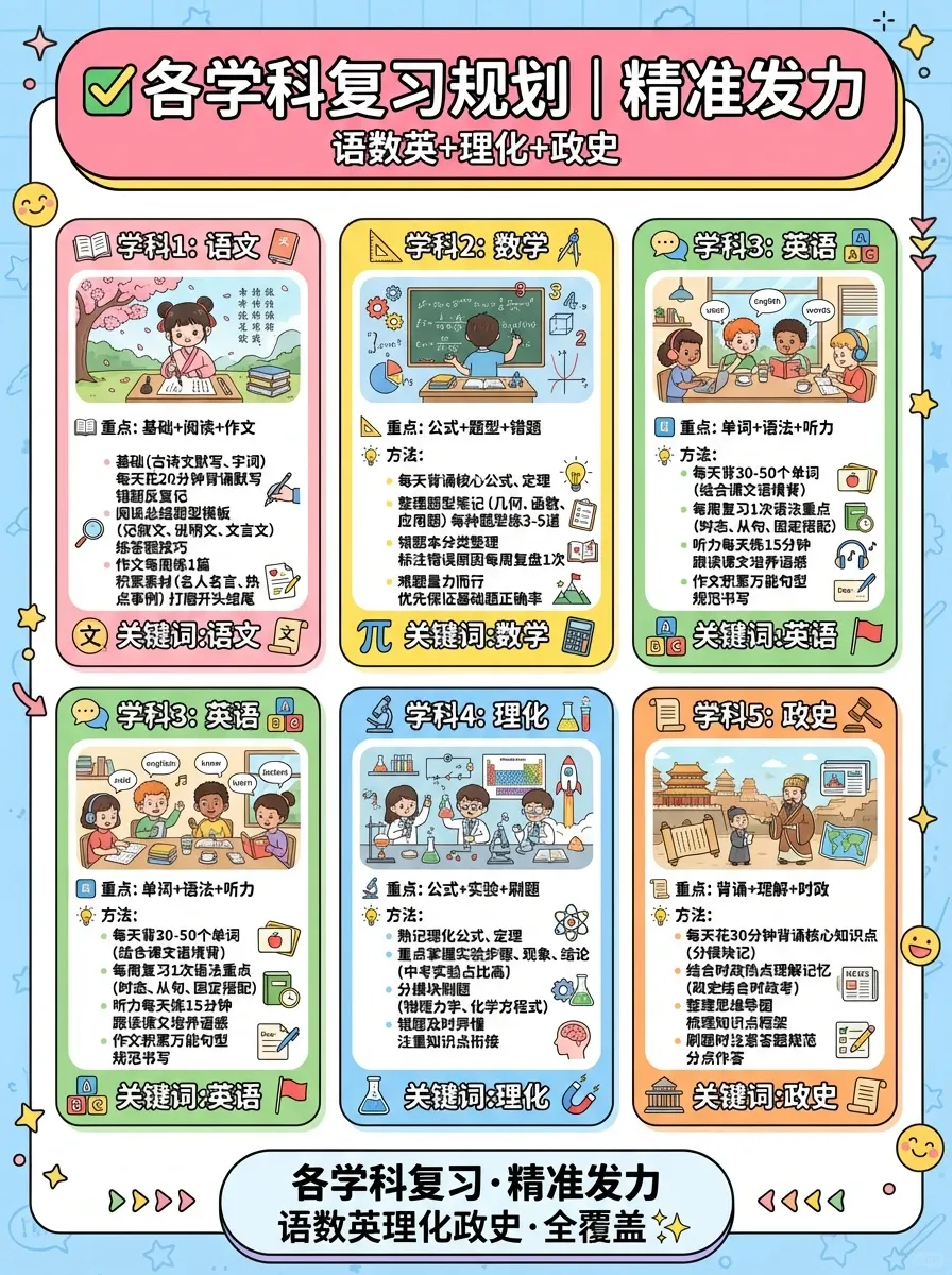 中考复习不用慌!这份全科规划说明书,新手直接抄作业-第3张图片-四季读书网