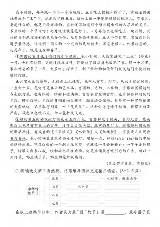 六年级下册语文第一单元《素养评估试卷》 第14张