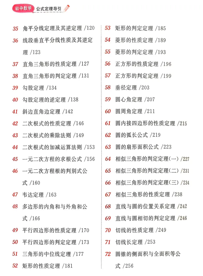 中考复习必备:初中数学公式定理导引,公式+定理+思路+练习,一本搞定初中数学,公式定理全吃透!初中生必备!教培必备!-第3张图片-四季读书网