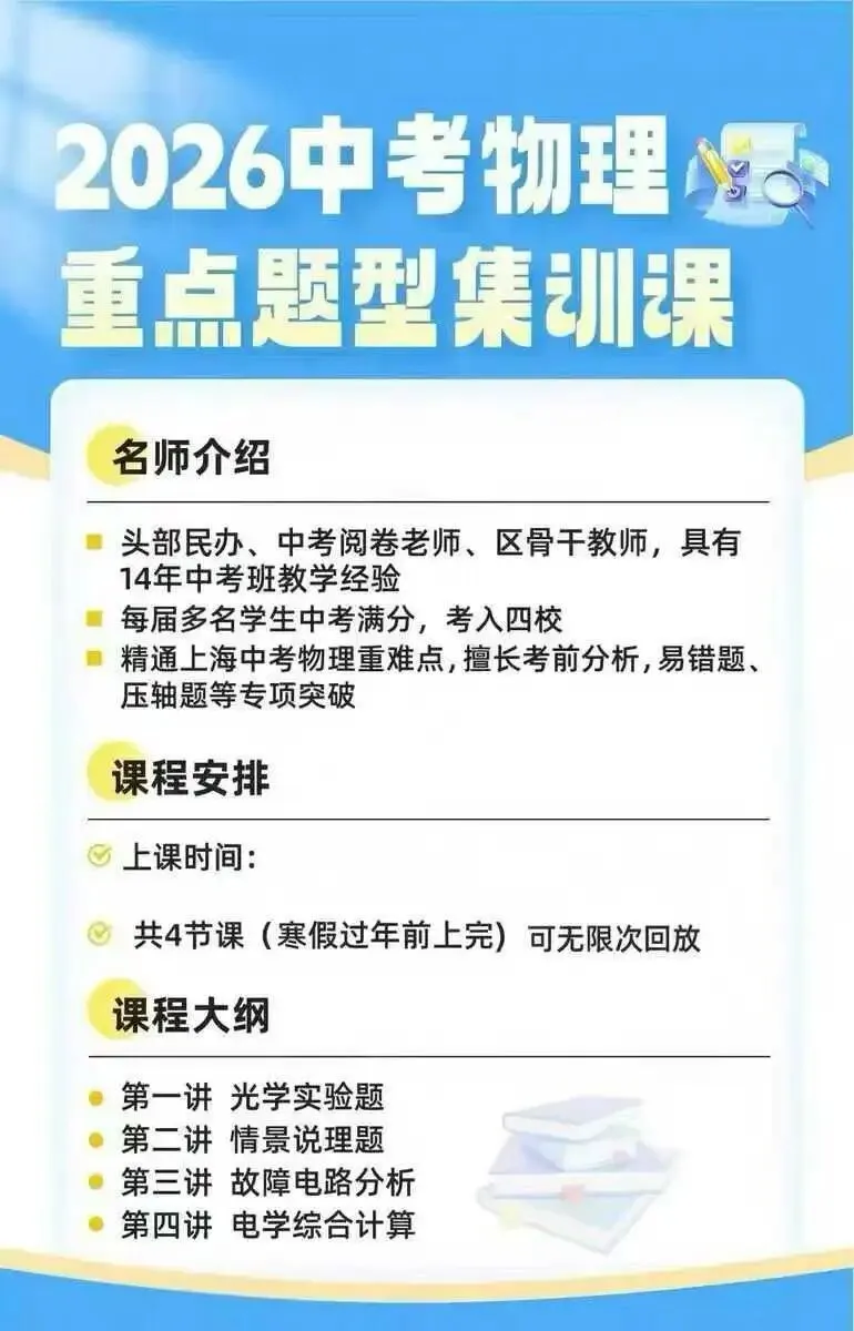 上海26届中考五科重点题型集训课 第5张 上海26届中考五科重点题型集训课 第5张