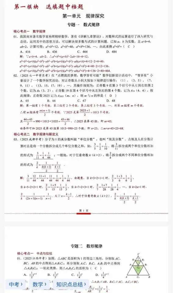 2026版【初中数学·核心考点】中考专题复习,高清可打印 第7张 2026版【初中数学·核心考点】中考专题复习,高清可打印 第7张