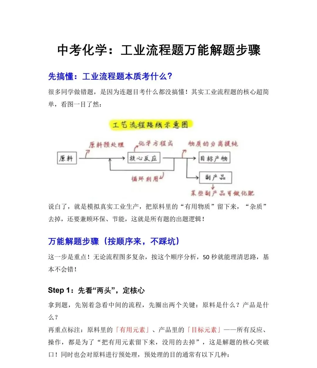 中考化学:工业流程题万能解题步骤(按这个顺序,基本不会错) 第1张 中考化学:工业流程题万能解题步骤(按这个顺序,基本不会错) 第1张