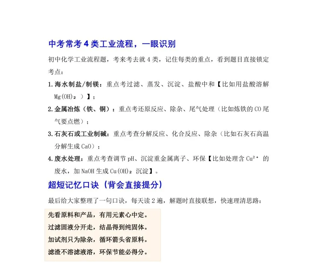 中考化学:工业流程题万能解题步骤(按这个顺序,基本不会错) 第4张 中考化学:工业流程题万能解题步骤(按这个顺序,基本不会错) 第4张