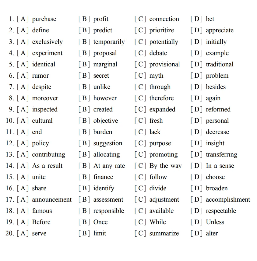 考研英语二2023年完形填空真题及词汇 第2张 考研英语二2023年完形填空真题及词汇 第2张