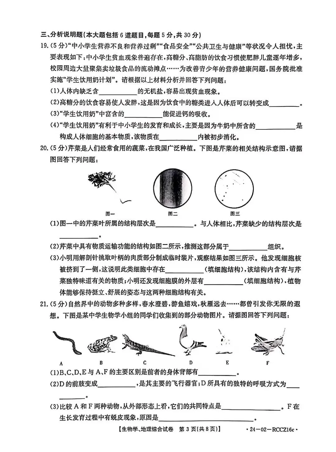 2026中考生物模拟试题1-第3张图片-四季读书网