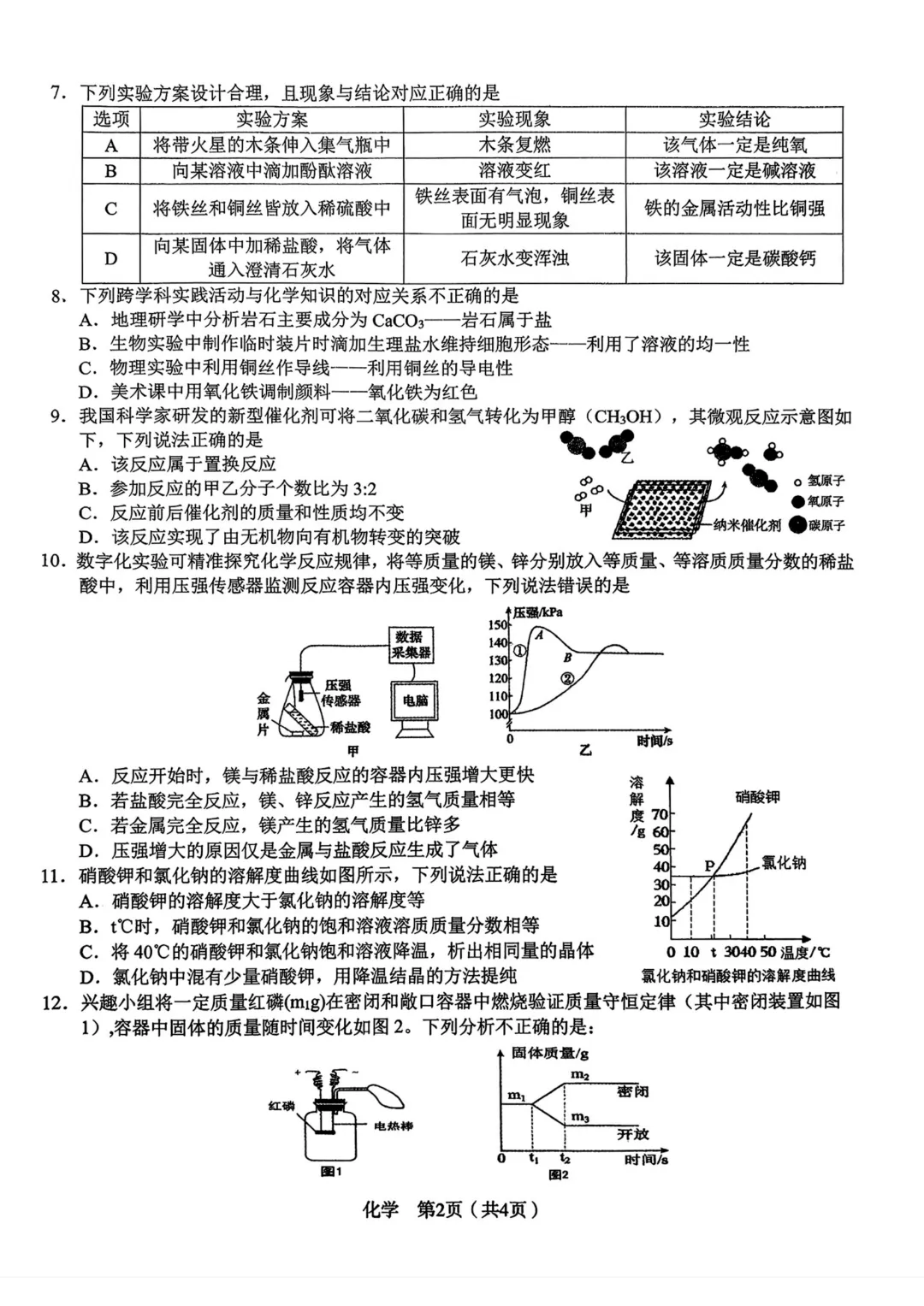 2026年C20教育联盟二模中考化学试卷与答案 第2张 2026年C20教育联盟二模中考化学试卷与答案 第2张