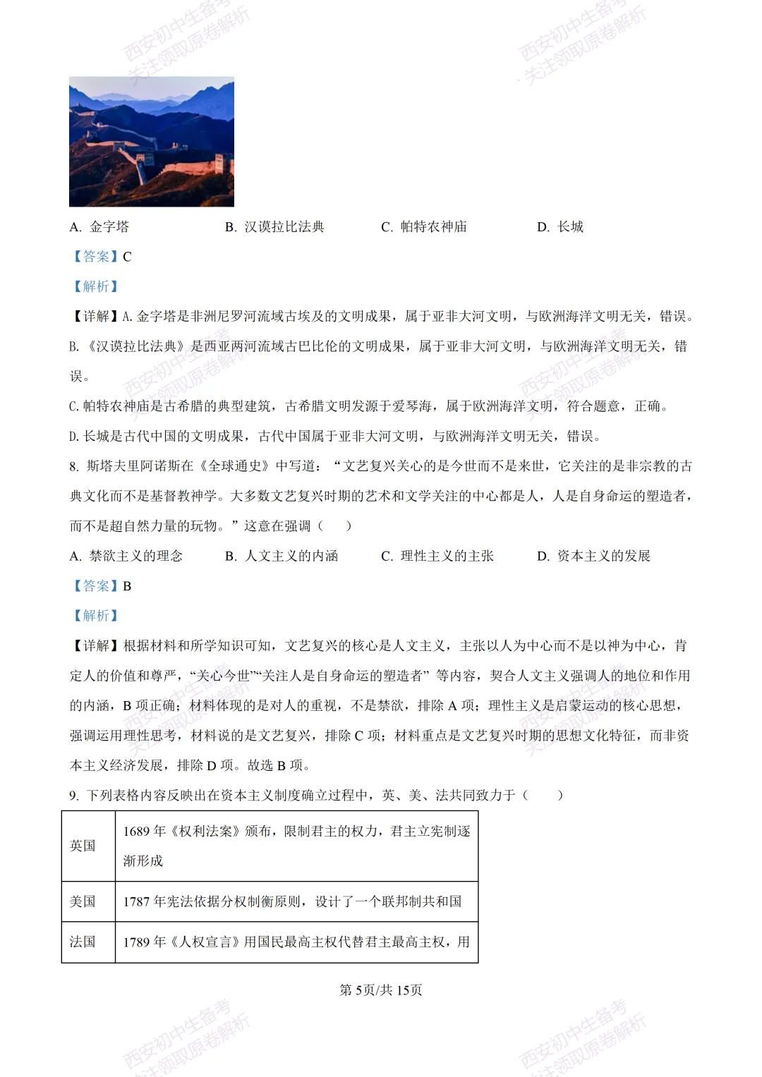 最新真题有答案!西安2026中考模拟:【西安理工大学附中】九年级二模考试,历史试题,试卷+完整版答案,免费下载! 第20张