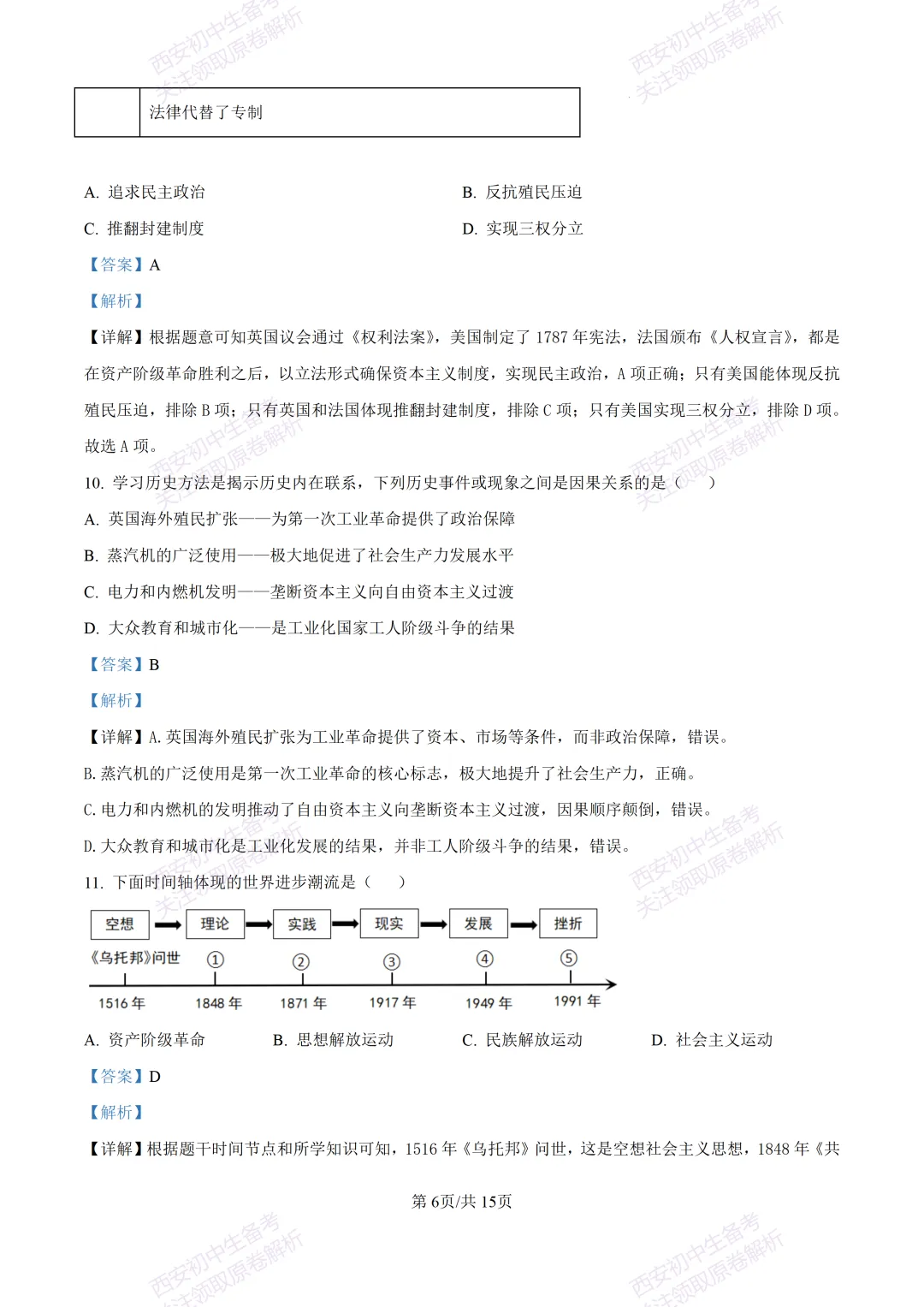 最新真题有答案!西安2026中考模拟:【西安理工大学附中】九年级二模考试,历史试题,试卷+完整版答案,免费下载! 第21张