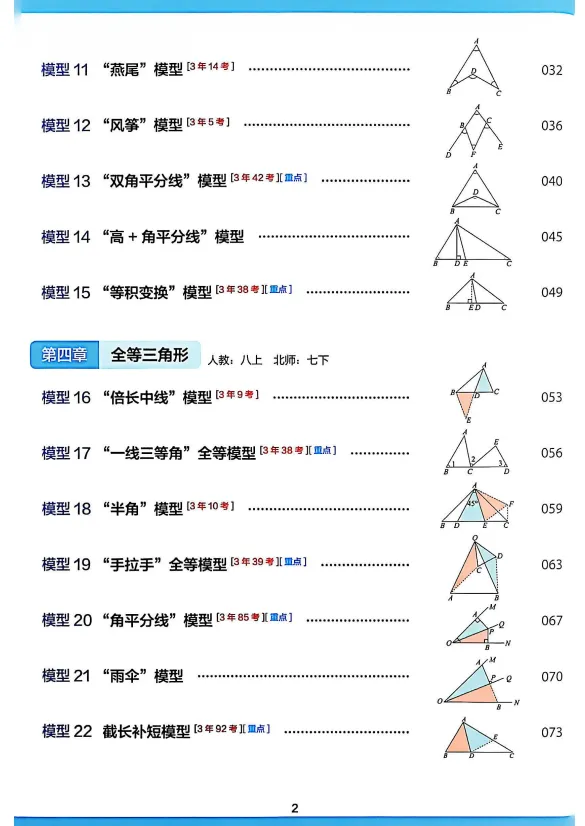 中考必备!《几何模型》3分钟秒解初中几何题,42个变式模型、166道精选真题! 第3张