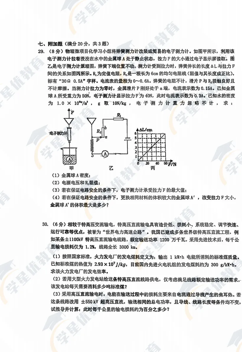 青附模考真题速递!化学 + 物理模拟卷,备战自主招生必看 第24张 青附模考真题速递!化学 + 物理模拟卷,备战自主招生必看 第24张