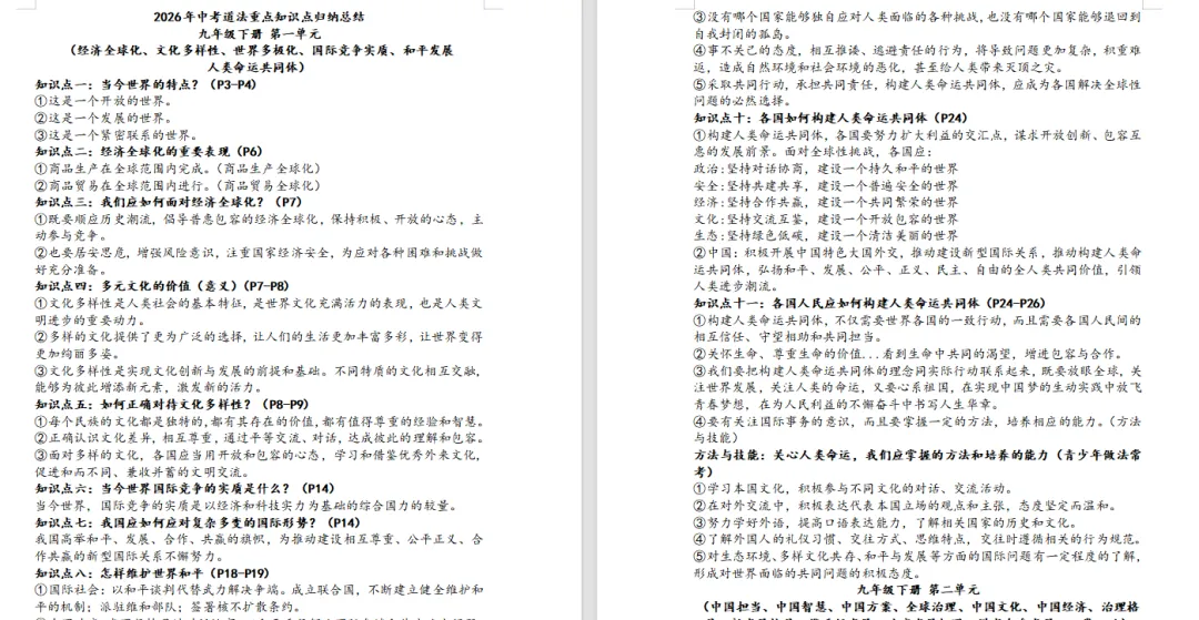 2026年中考道法一轮系统复习,适用全国复习(时政素材+思维导图+易错易混+概念性句子+答题方法)环节齐全,全面助力复习——点击预览-第9张图片-四季读书网