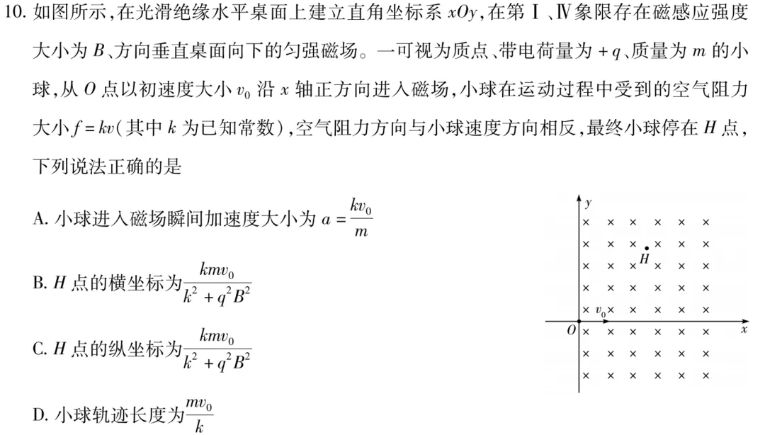天一大联考湖南高三3月考物理试卷及详细答案 第23张