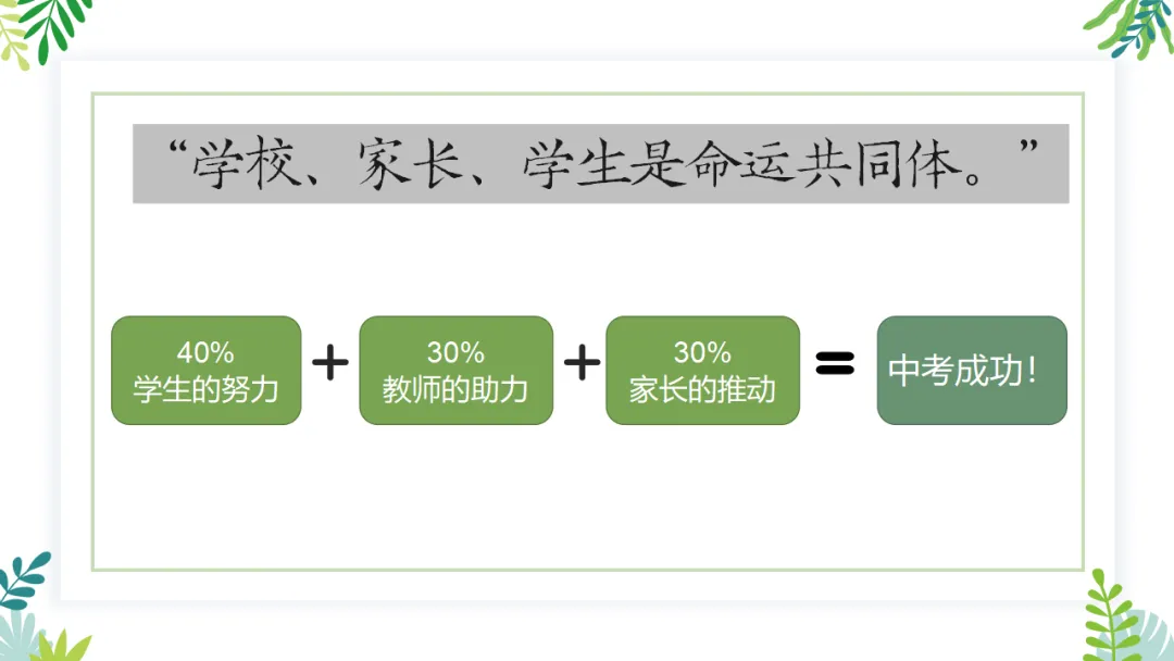 【初三九年级中考家长会ppt】中考全力冲刺,共赢美好未来,新手老师请疯狂保存(附26页ppt课件) 第3张 【初三九年级中考家长会ppt】中考全力冲刺,共赢美好未来,新手老师请疯狂保存(附26页ppt课件) 第3张