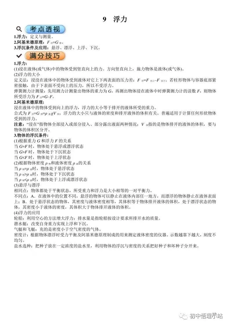 初中物理中考复习材料汇总 借鉴学习 第58张