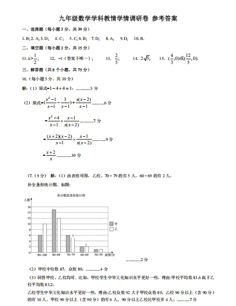 郑州5年九年级数学一模真题可打印+答案(2021-2025)考试倒计时 初三家长必看 必存! 第8张
