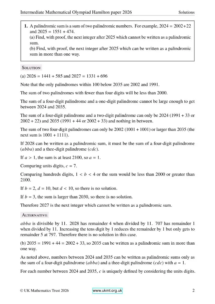 2026年英国中级奥数竞赛真题及答案 第11张