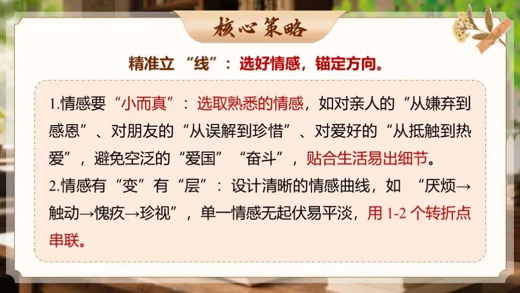 【中考作文万能模板】《记叙文“情感线索”式高分模板》| 情牵一线,文贯全篇! 第13张