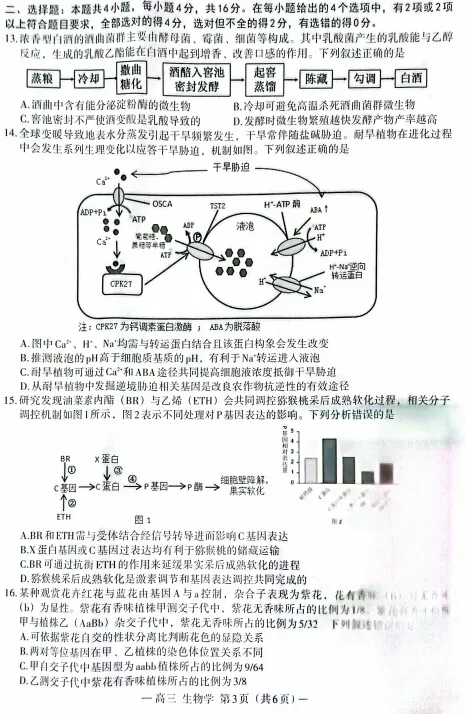 2026届南昌一模生物试卷和答案-第3张图片-四季读书网