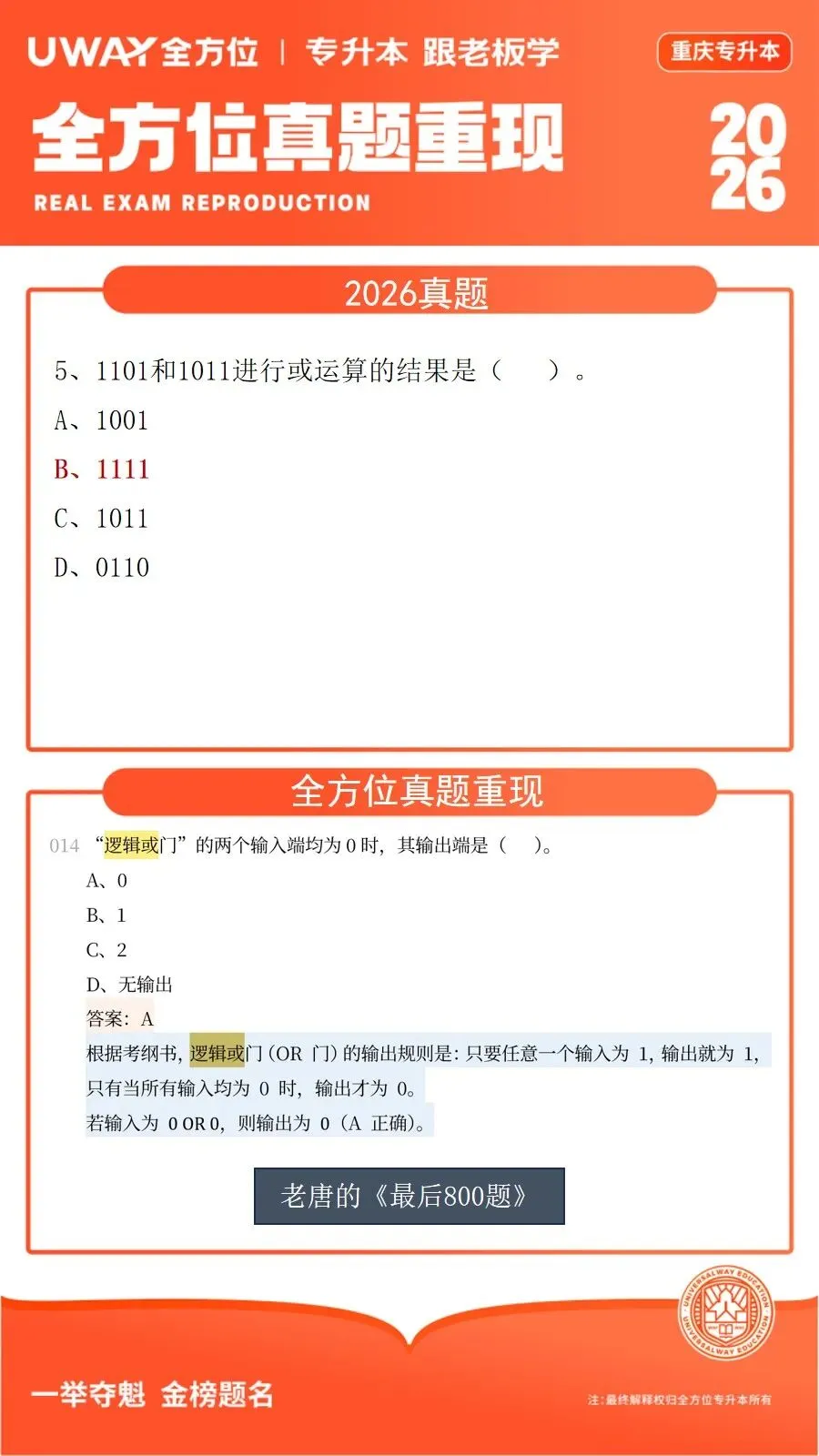 41道原题!2026年重庆专升本计算机真题重现 第6张 41道原题!2026年重庆专升本计算机真题重现 第6张