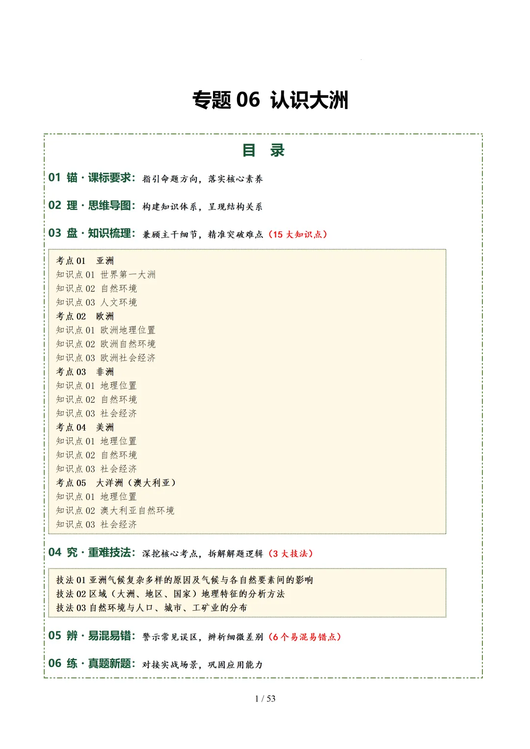 【初中资料】中考地理:《专项复习》专题06认识大洲(15大知识点3大技法6大易错点,知识清单)(全国通用)+电子版+抓紧收藏-可下载打印!! 第4张