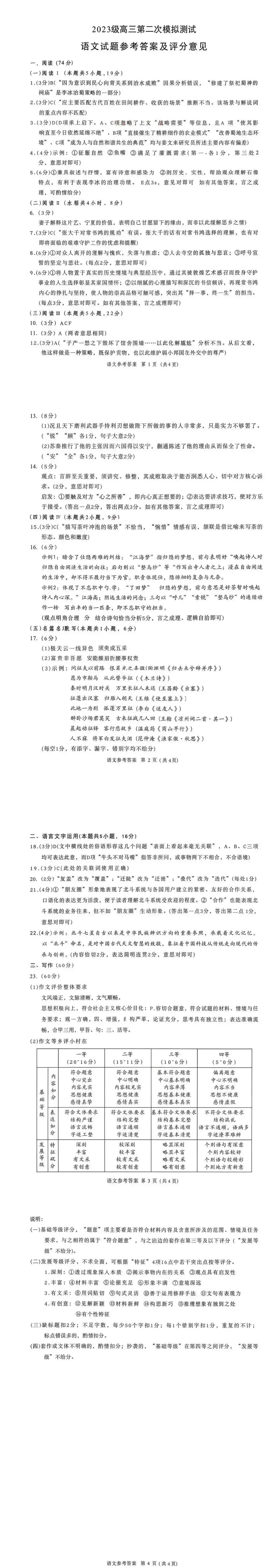【成都二诊】四川成都2026届高三第二次模拟考试试卷及答案汇总 第6张