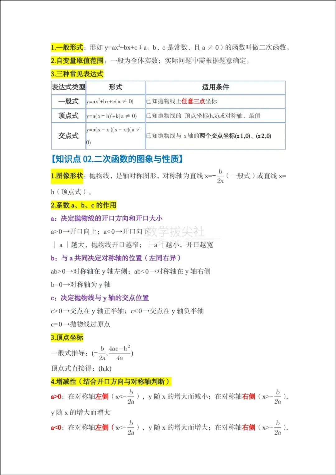 2026年【中考数学】专题《二次函数》一轮复习核心讲义,有解析,电子版可下载打印! 第3张 2026年【中考数学】专题《二次函数》一轮复习核心讲义,有解析,电子版可下载打印! 第3张