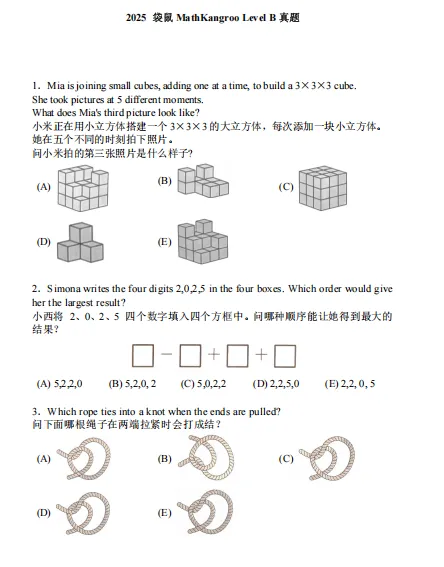 最新!2025年袋鼠数学竞赛1-12年级考试真题下载!考前模拟再涨10分~ 第5张 最新!2025年袋鼠数学竞赛1-12年级考试真题下载!考前模拟再涨10分~ 第5张
