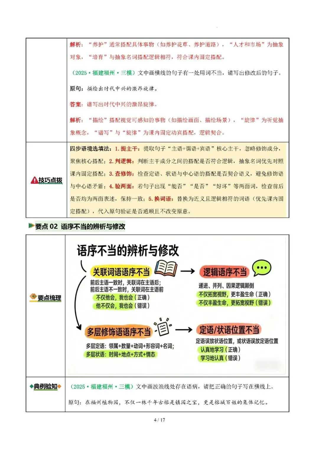 【中考语文】2026年福建中考语文复习:病句辨析(5个考向+5个要点)——2026年语文二轮复习讲练测 第4张