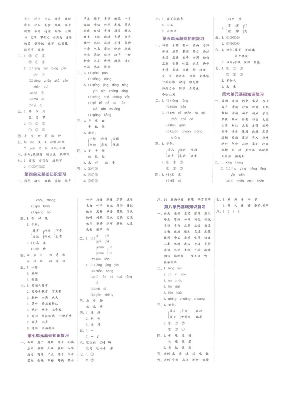 二年级下册语文《1-8单元基础知识复习试卷》 人教版 含答案 |电子版可打印 第21张