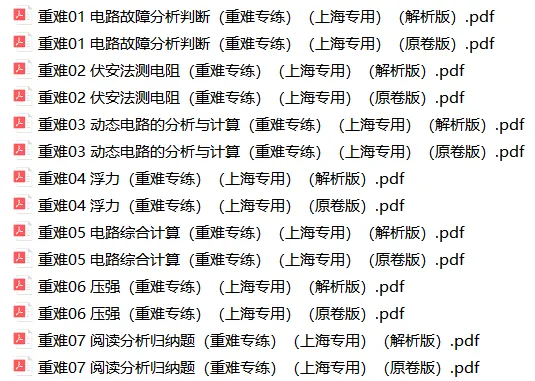 2026上海中考物理二轮复习重难点专练(附解析) 第1张