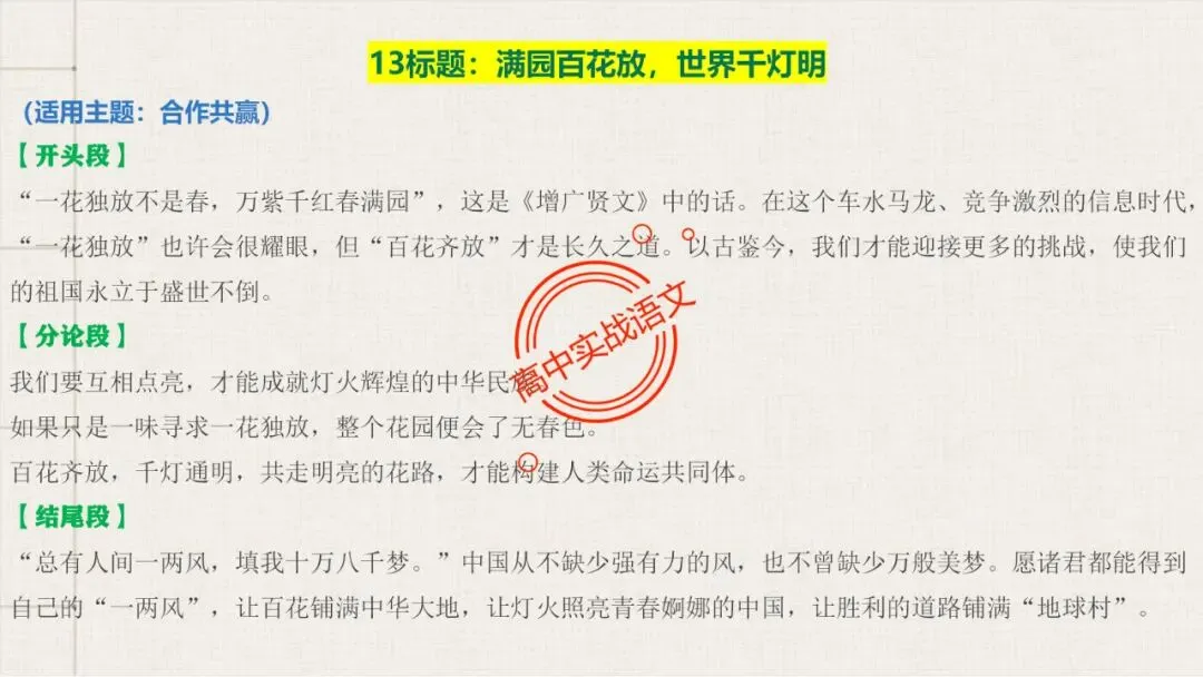【对标真题】高分【议论文模板】实战应用+热点高频作文主题模板100组(开头段+论证段+结尾段) 第40张