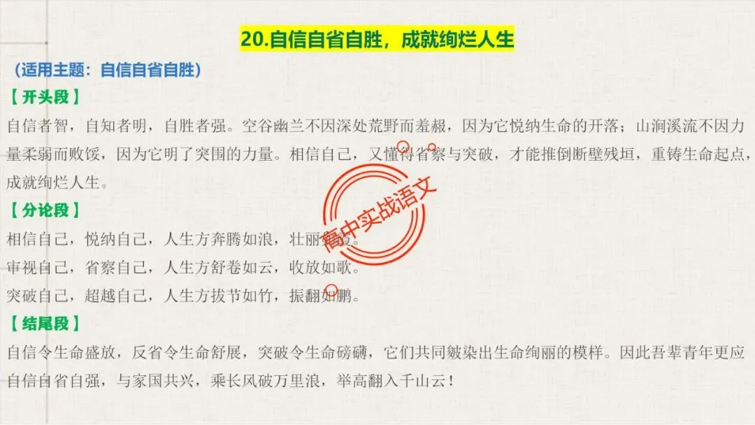 【对标真题】高分【议论文模板】实战应用+热点高频作文主题模板100组(开头段+论证段+结尾段) 第47张